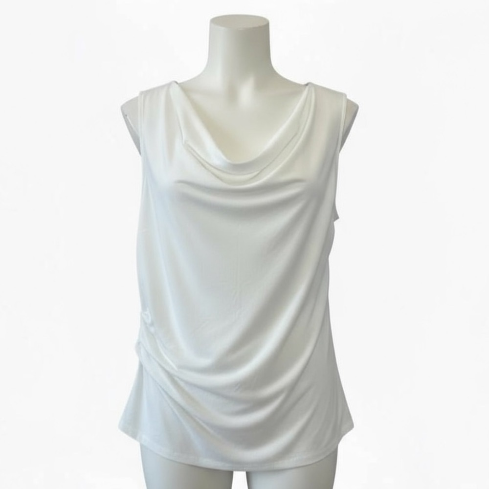 DKNY Women's Ivory Cowl Neck Blouse